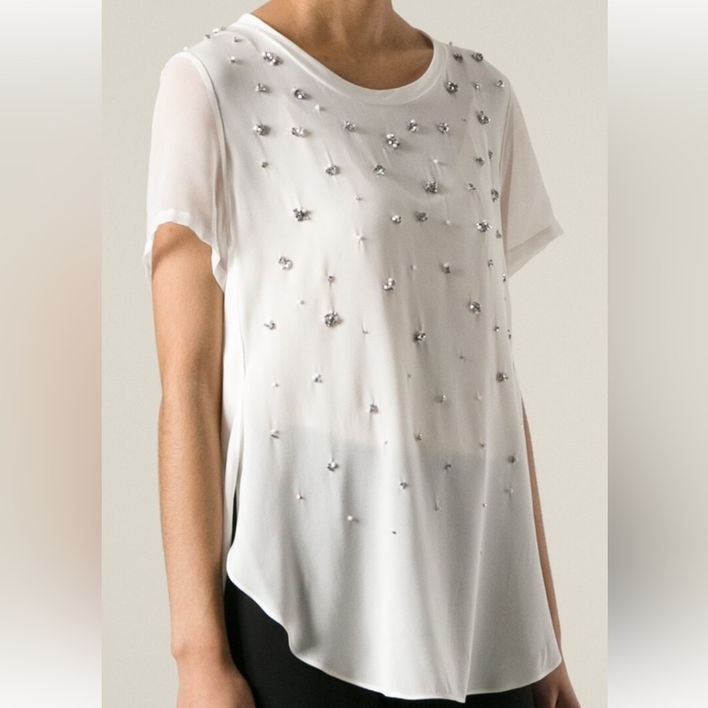 3.1 Phillip Lim Embellished Sheer Silk Top - Size 8
